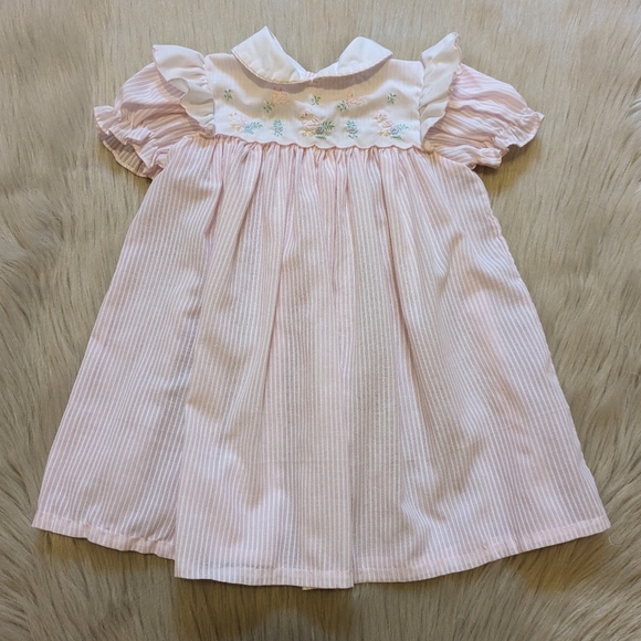 Vintage | Dresses | Vintage Baby Togs Pink Stripped Dress With Ruffles ...